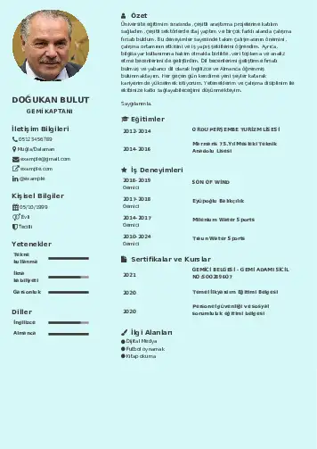Gemi Kaptanı CV Örnekleri cv indir